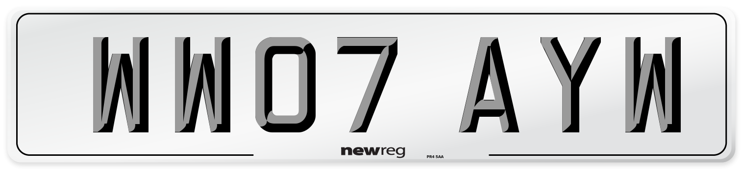 WW07 AYW Number Plate from New Reg